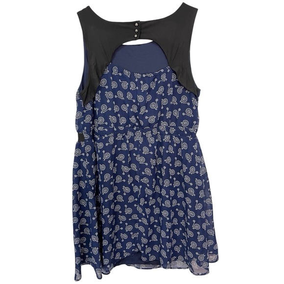 XHILARATION Womens Plus Size 1X Navy Blue Sleeveless Dress White Bicycle Print - Picture 4 of 9